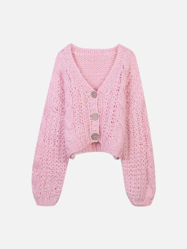 V-neck Crochet Oversized Sleeves Cardigan sold by Aelfric Eden