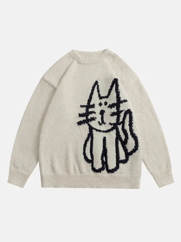 Aelfric Eden Hand Drawn Cat Graphic Sweater sold by Aelfric Eden