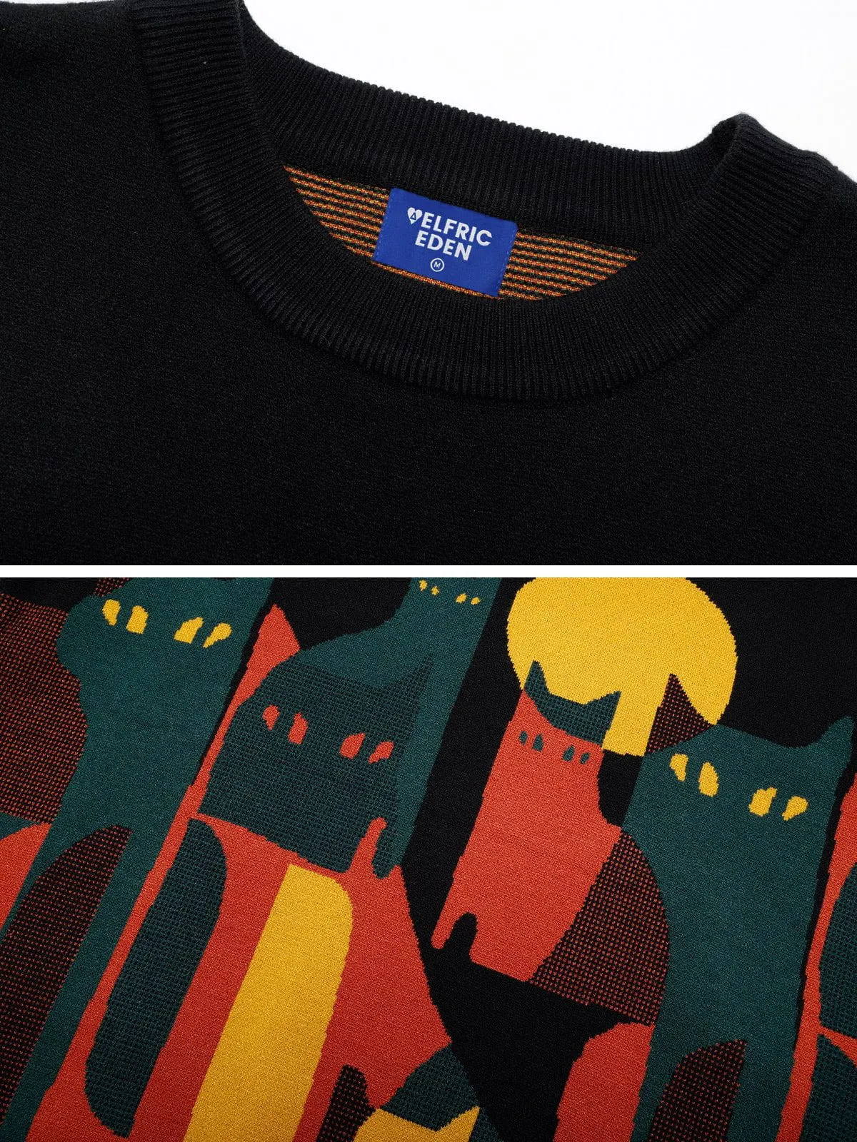 Aelfric Eden Color Blocking Cat Sweater sold by Aelfric Eden product image thumbnail 5