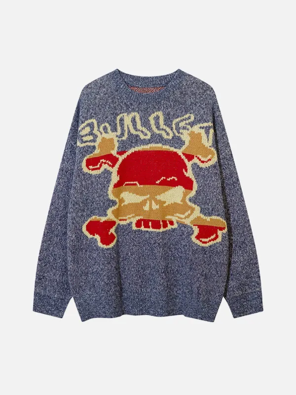 Aelfric Eden Colorblock Skull Graphic Sweater sold by Aelfric Eden