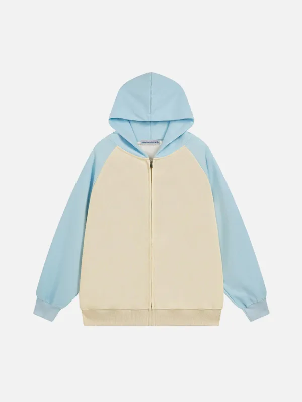 Aelfric Eden Color Blocking Patchwork Zip Up Hoodie sold by Aelfric Eden