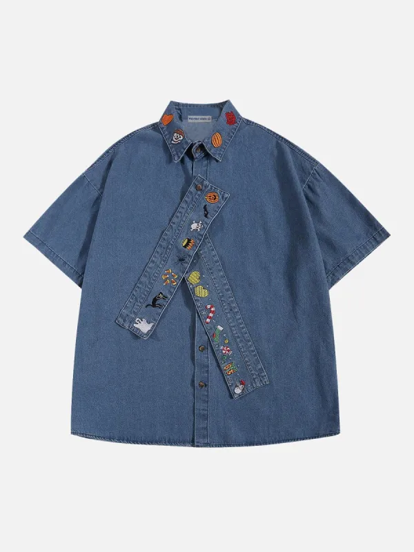 Aelfric Eden Embroidery Denim Short Sleeve Shirt sold by Aelfric Eden