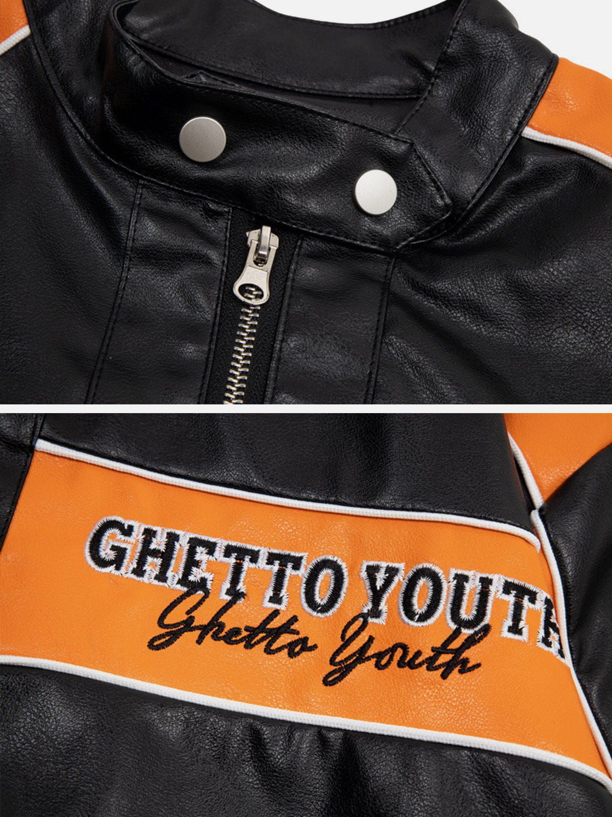 Aelfric Eden Contrast Embroidered PU Jacket sold by Aelfric Eden product image thumbnail 3