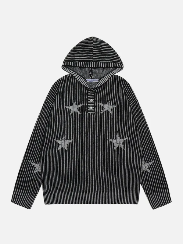Aelfric Eden Stripes Star Embroidery Knit Hoodie sold by Aelfric Eden