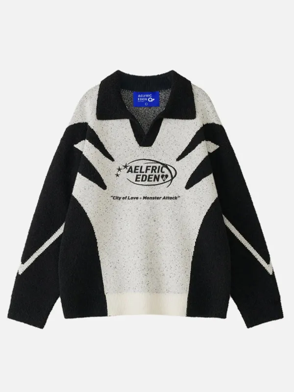 Aelfric Eden Contrasting Colors Patchwork Sweater sold by Aelfric Eden