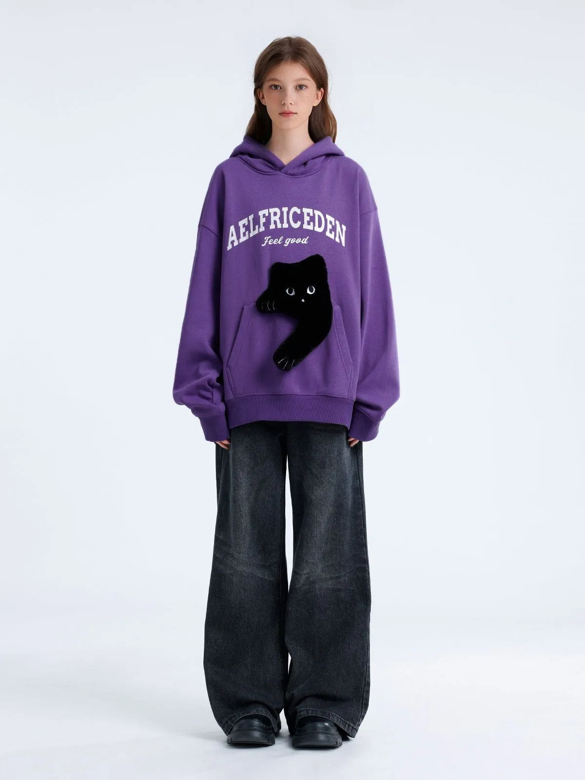 Aelfric Eden Cat Towel Embroidery Hoodie sold by Aelfric Eden product image thumbnail 2