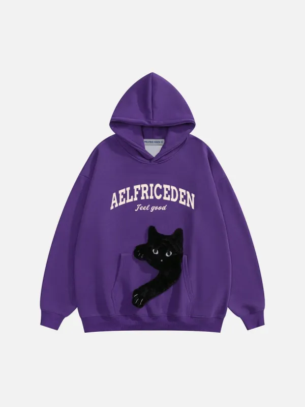 Aelfric Eden Cat Towel Embroidery Hoodie sold by Aelfric Eden