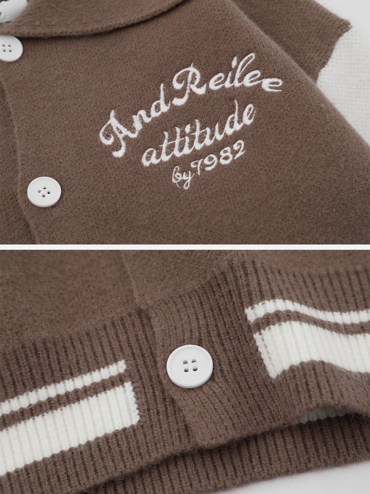 Aelfric Eden Letter Embroidery Color Blocking Cardigan sold by Aelfric Eden product image thumbnail 4