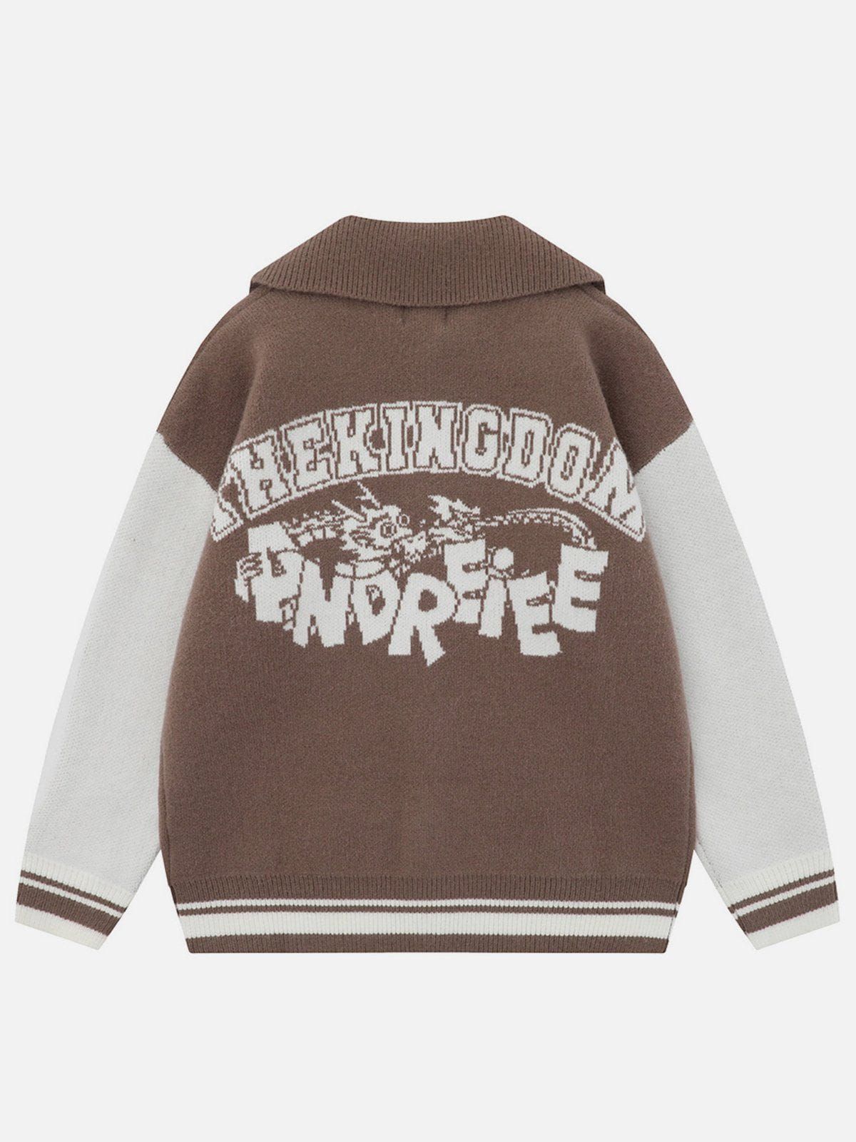 Aelfric Eden Letter Embroidery Color Blocking Cardigan sold by Aelfric Eden product image thumbnail 3