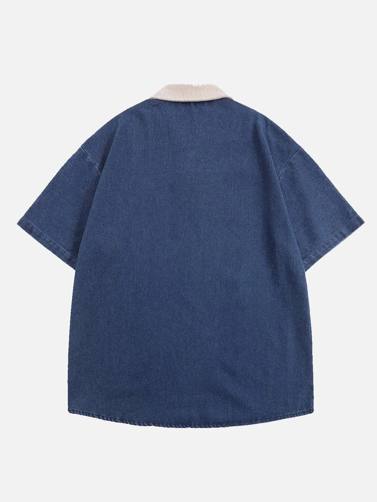 Aelfric Eden Floral Embroidery Denim Polo Tee sold by Aelfric Eden product image thumbnail 3