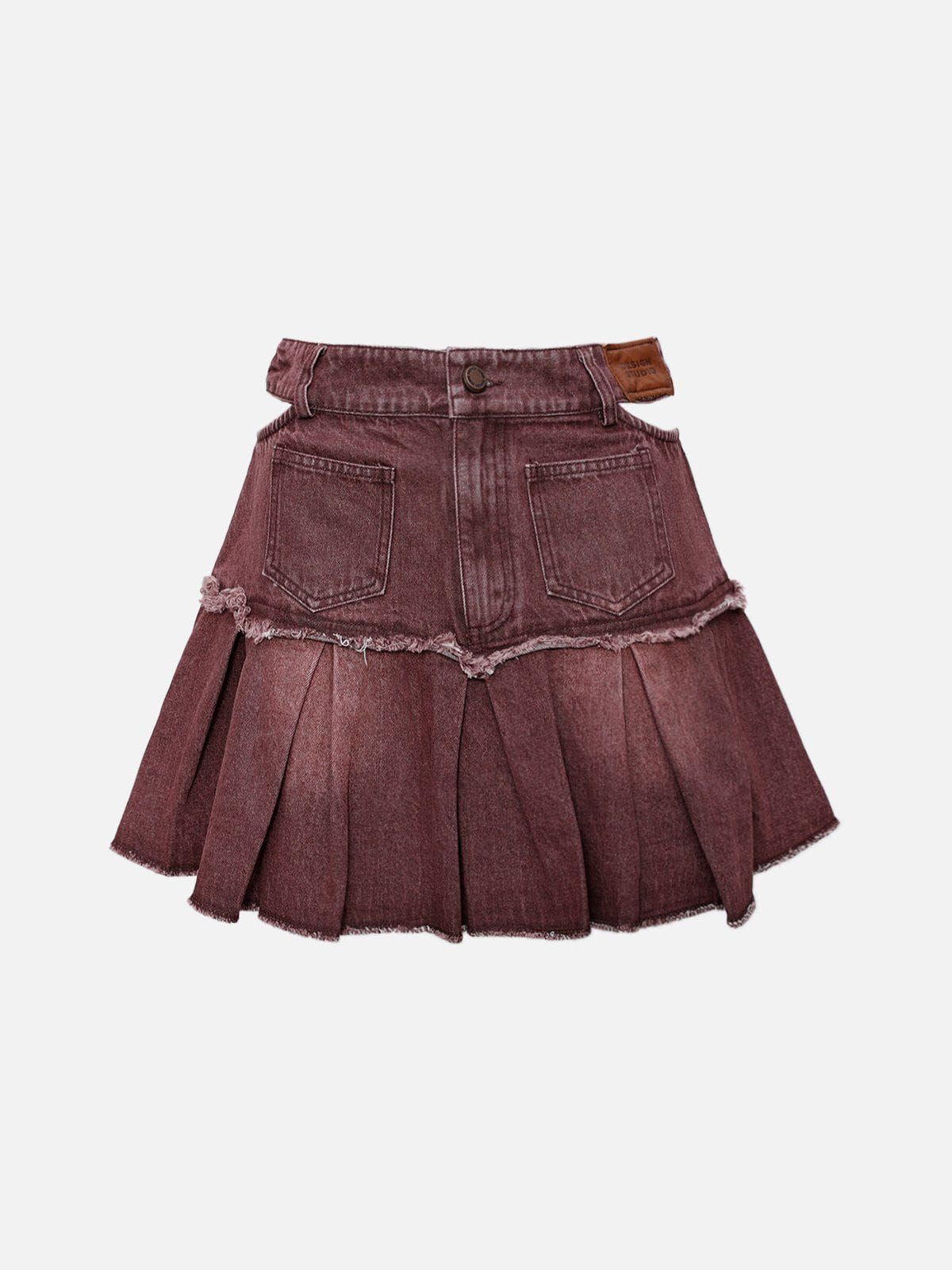 Fringe Denim Pleated Skirt sold by Aelfric Eden product image thumbnail 2