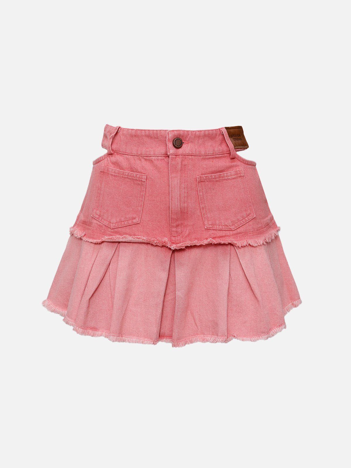 Fringe Denim Pleated Skirt sold by Aelfric Eden product image thumbnail 3