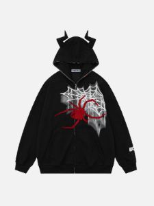 Aelfric Eden Horn Design Spider Flocking Hoodie sold by Aelfric Eden