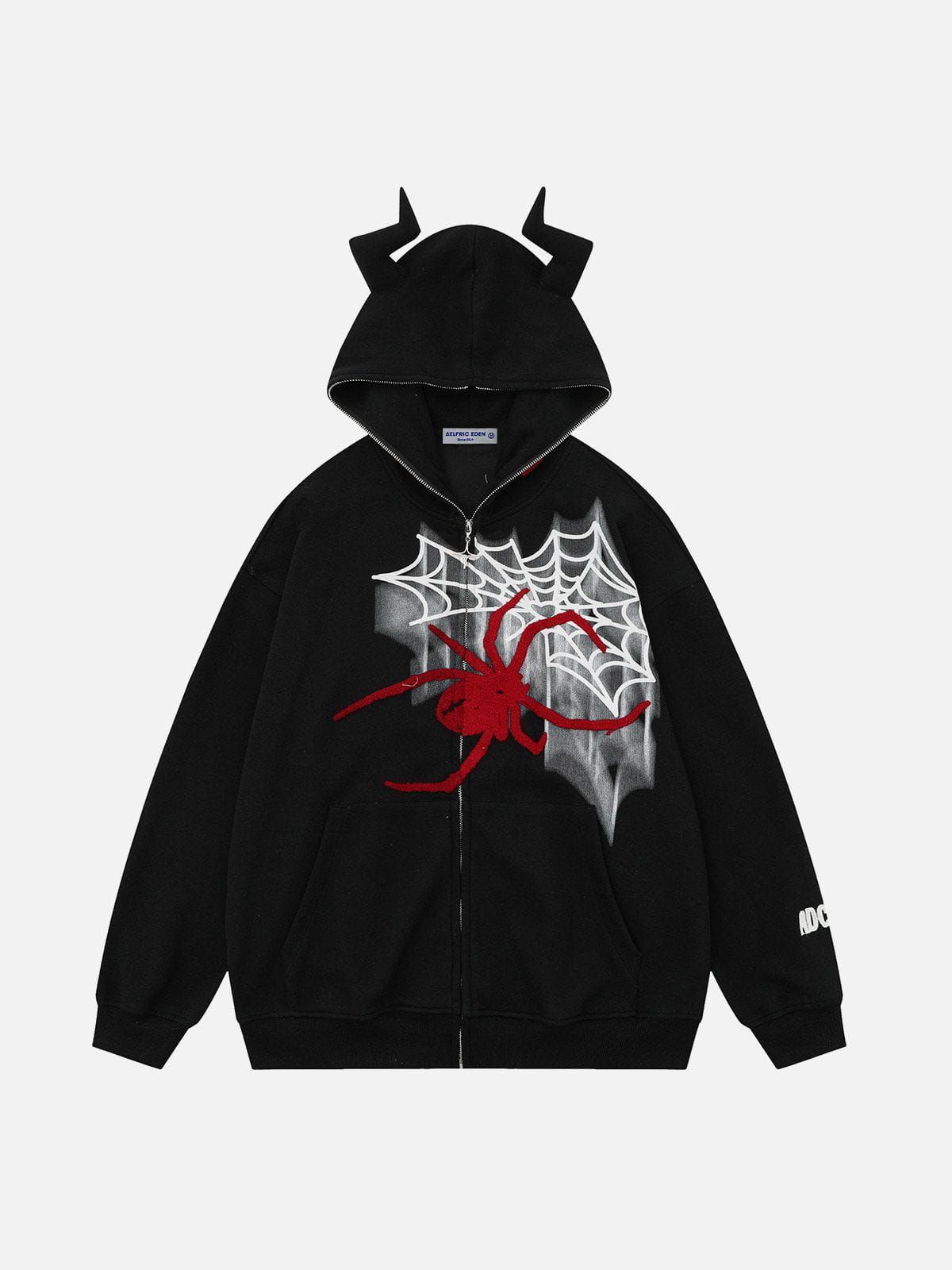 Aelfric Eden Horn Design Spider Flocking Hoodie sold by Aelfric Eden product image thumbnail 2