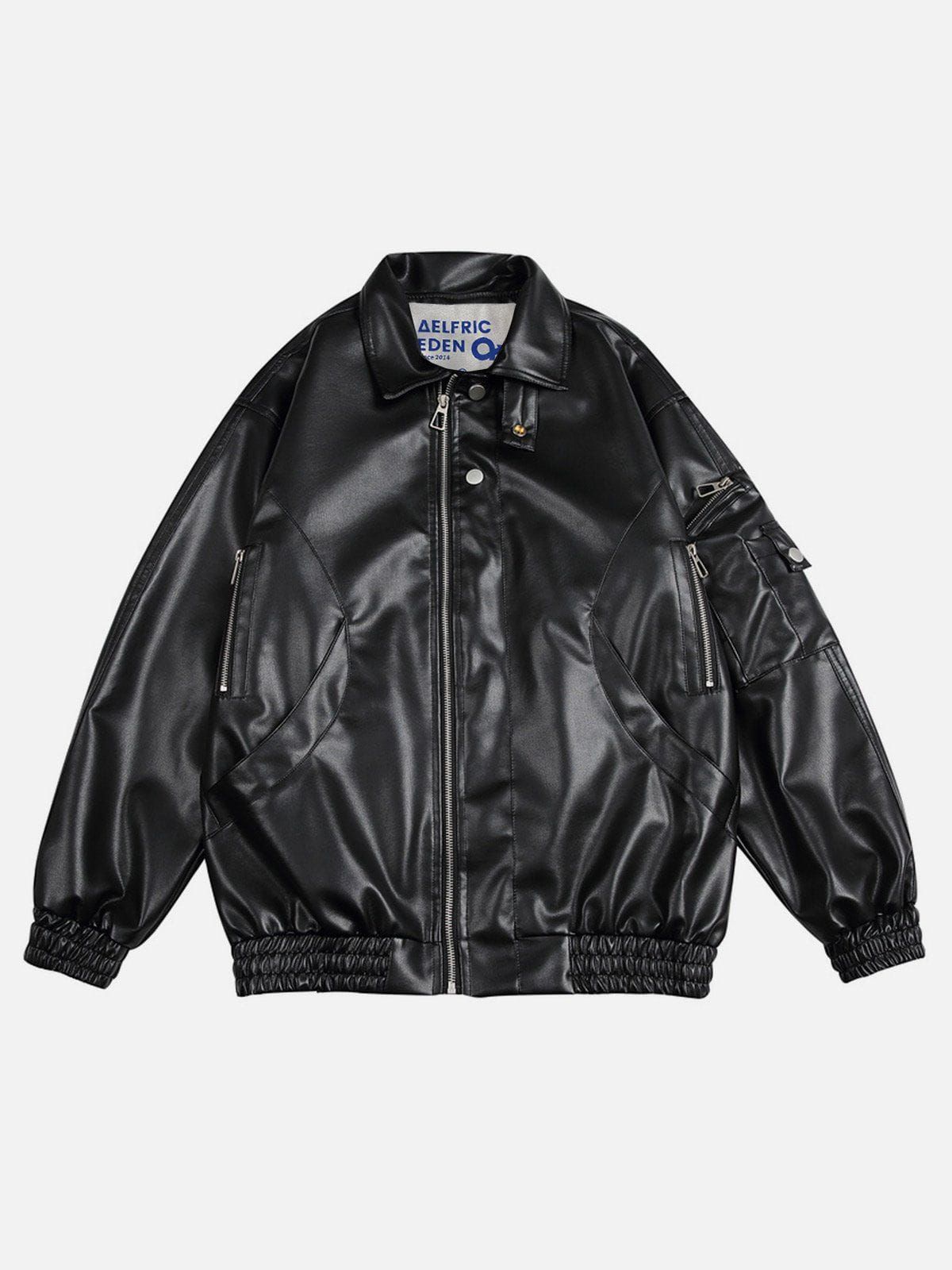 Aelfric Eden Sleeve ZIP UP Pockets Leather Jacket sold by Aelfric Eden