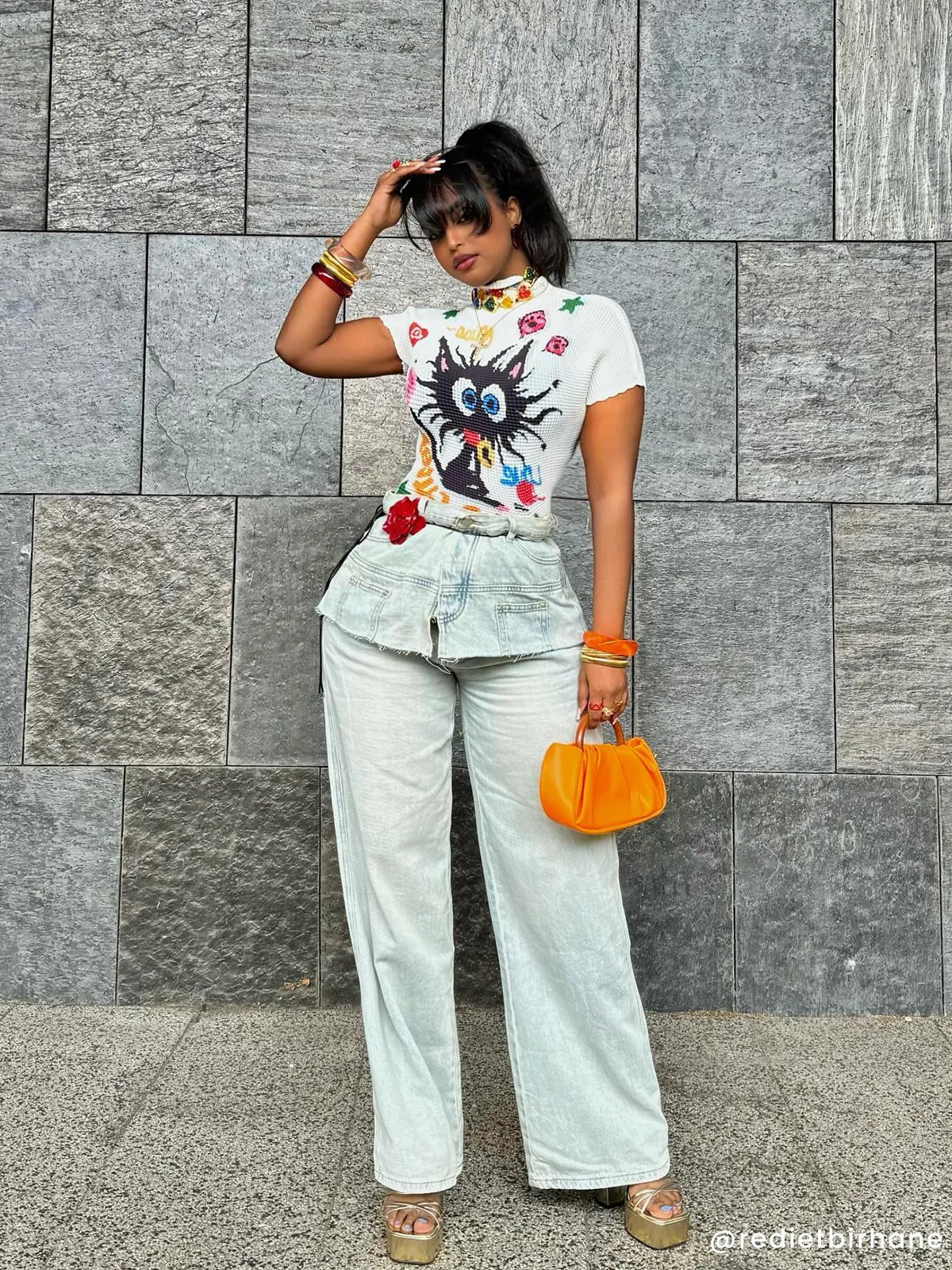 Aelfric Eden Colorful Cat Print Tee sold by Aelfric Eden product image thumbnail 3