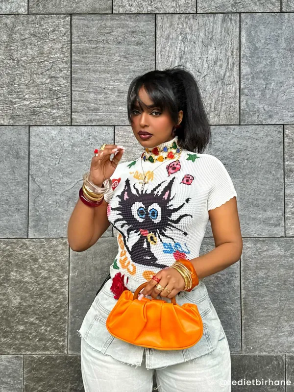 Aelfric Eden Colorful Cat Print Tee sold by Aelfric Eden