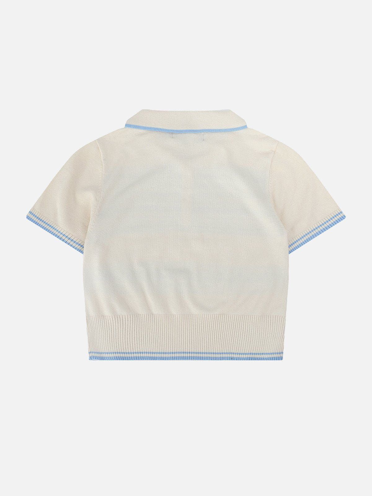 Stripes Knitting Polo Collar Tee sold by Aelfric Eden product image thumbnail 2
