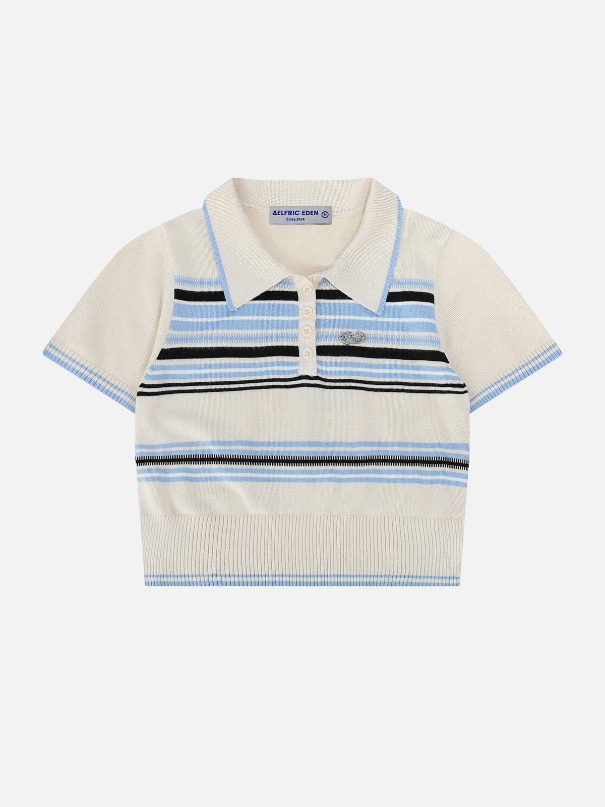 Stripes Knitting Polo Collar Tee sold by Aelfric Eden