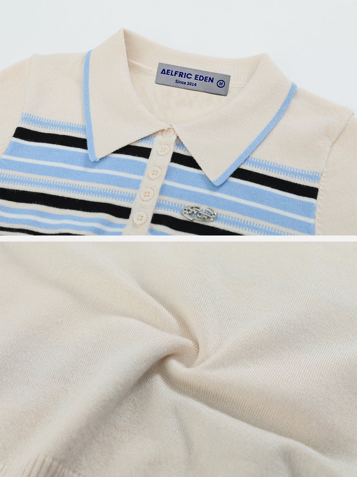 Stripes Knitting Polo Collar Tee sold by Aelfric Eden product image thumbnail 3
