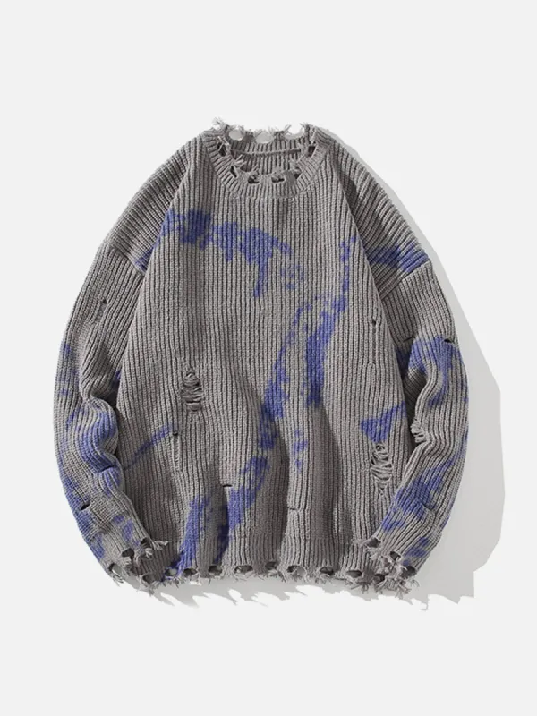 Aelfric Eden Tie-dye Ripped Hole Knit Sweater sold by Aelfric Eden