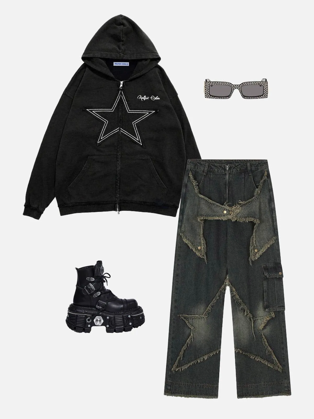 Aelfric Eden Oversized Star Zip Up Hoodie sold by Aelfric Eden product image thumbnail 3