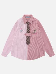 Aelfric Eden Color Blocking Tie Long Sleeve Shirt sold by Aelfric Eden