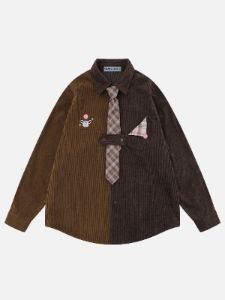 Aelfric Eden Color Blocking Tie Long Sleeve Shirt sold by Aelfric Eden