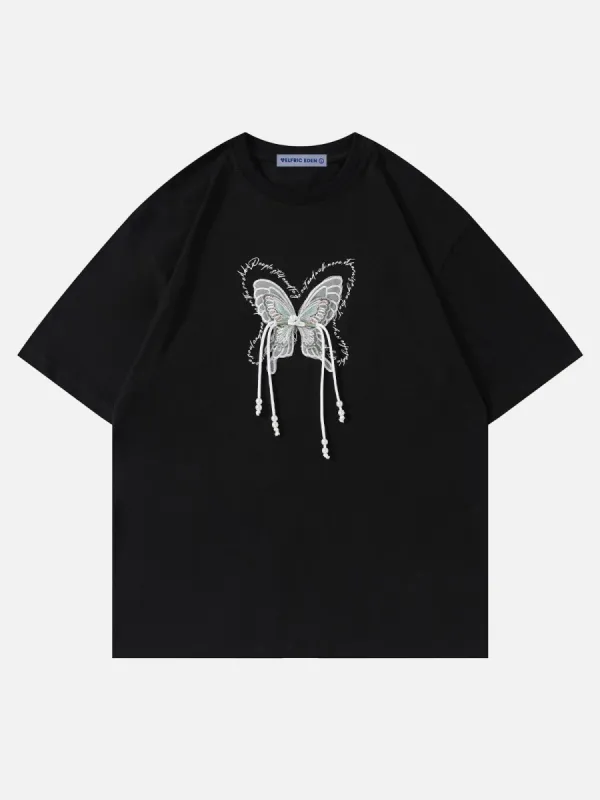 Aelfric Eden Strap Embroidery Butterfly Tee sold by Aelfric Eden