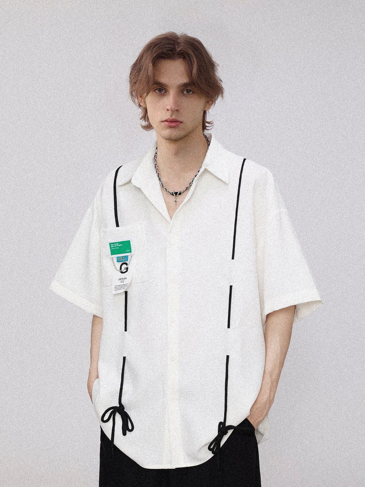 Aelfric Eden Contrast Strap Design Short Sleeve Shirts sold by Aelfric Eden product image thumbnail 2
