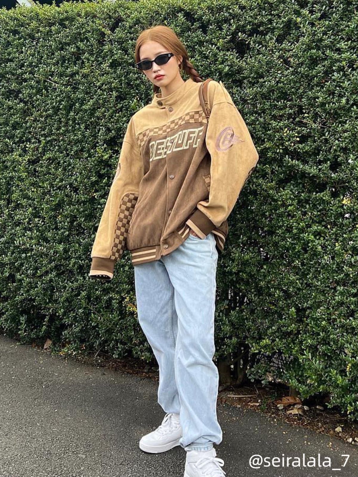 Aelfric Eden Suede Checkerboard Patchwork Racing Jacket sold by Aelfric Eden product image thumbnail 5