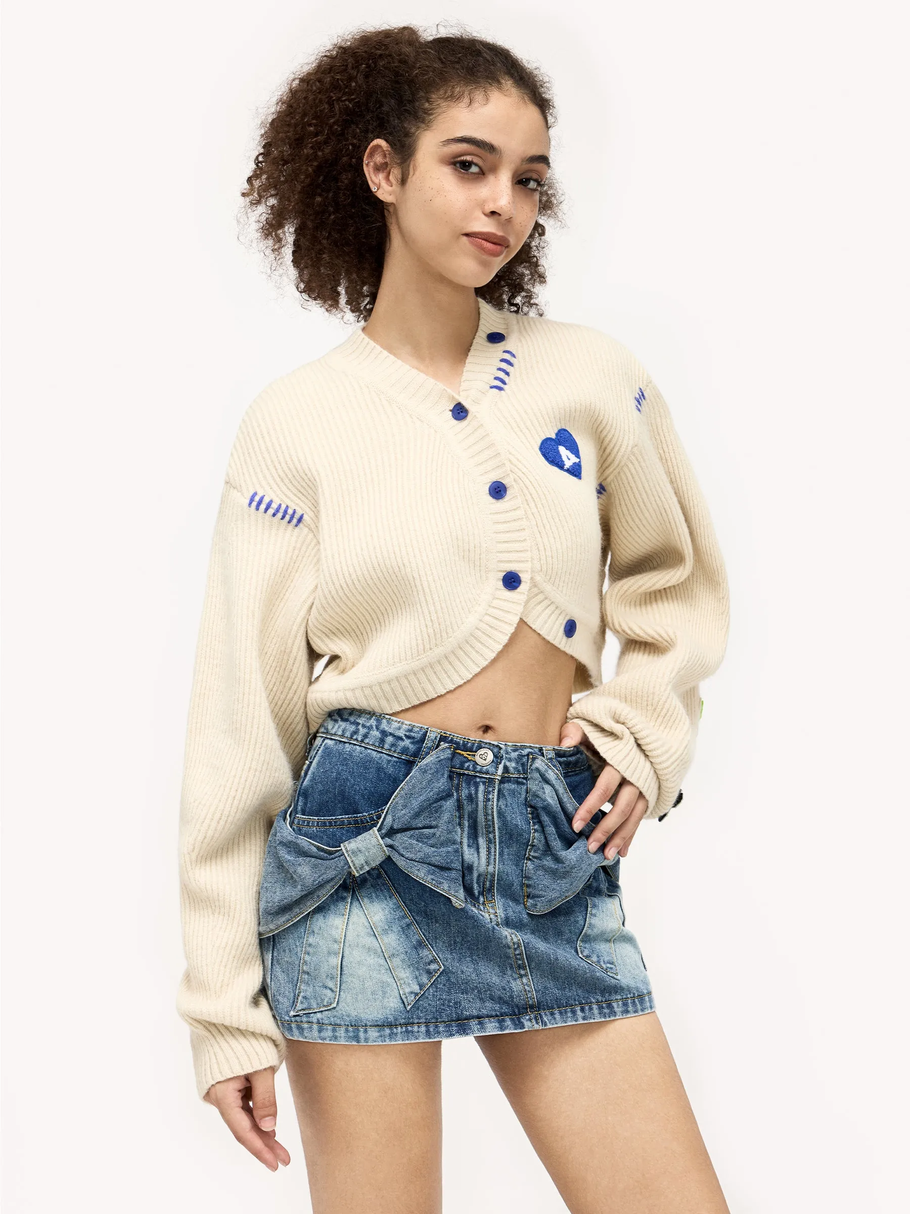 Aelfric Eden Bow Denim Micro Mini Skirt | Parallel