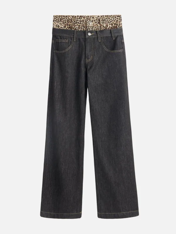 Aelfric Eden Leopard Print Waist Loose Jeans sold by Aelfric Eden