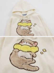 Aelfric Eden 3D Applique Embroidery Cat Hoodie sold by Aelfric Eden