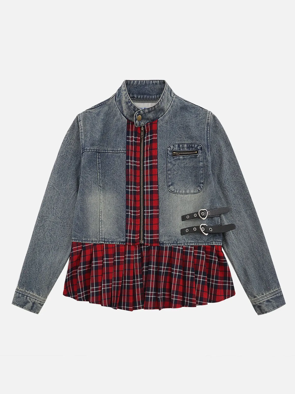 Aelfric Eden Plaid Wrinkle Patchwork Denim Jacket sold by Aelfric Eden
