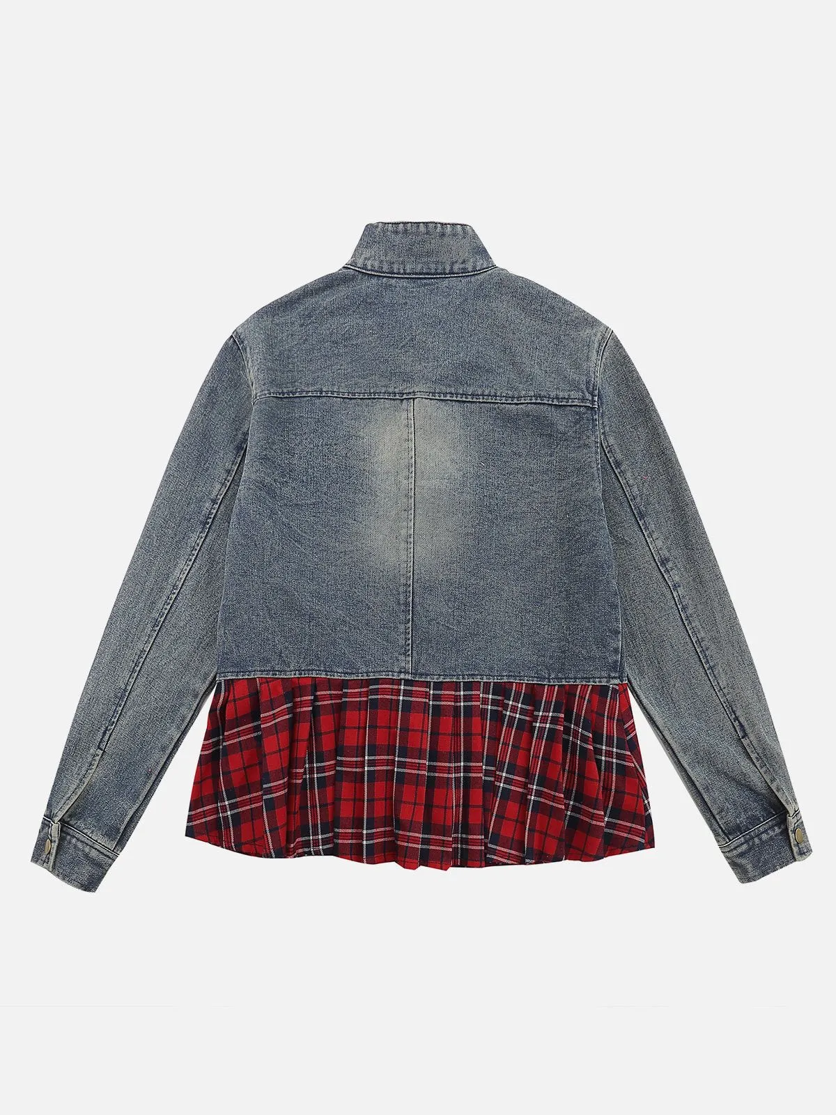 Aelfric Eden Plaid Wrinkle Patchwork Denim Jacket sold by Aelfric Eden product image thumbnail 2