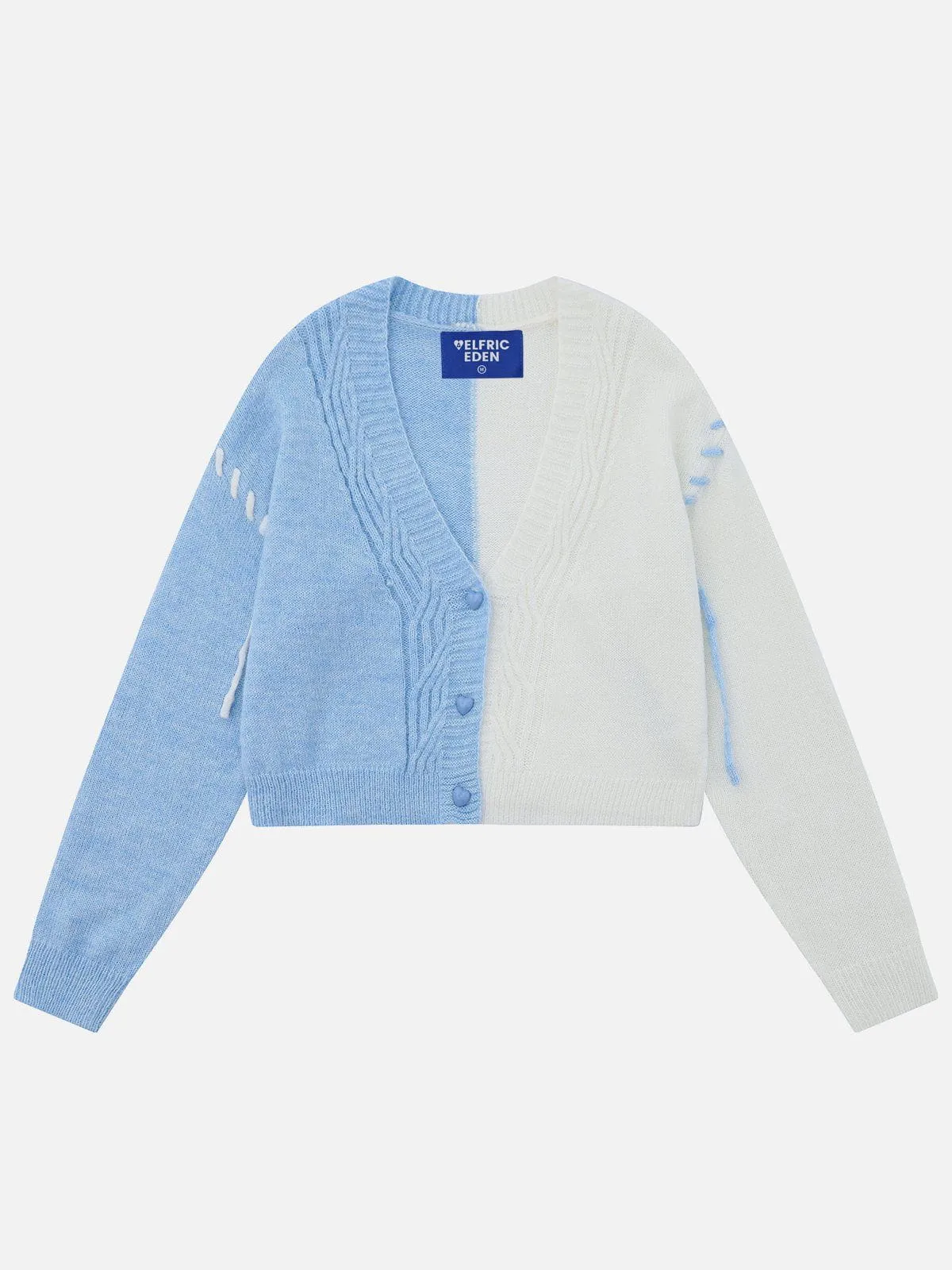 Color Blocking Crochet Wool Blend Cardigan sold by Aelfric Eden