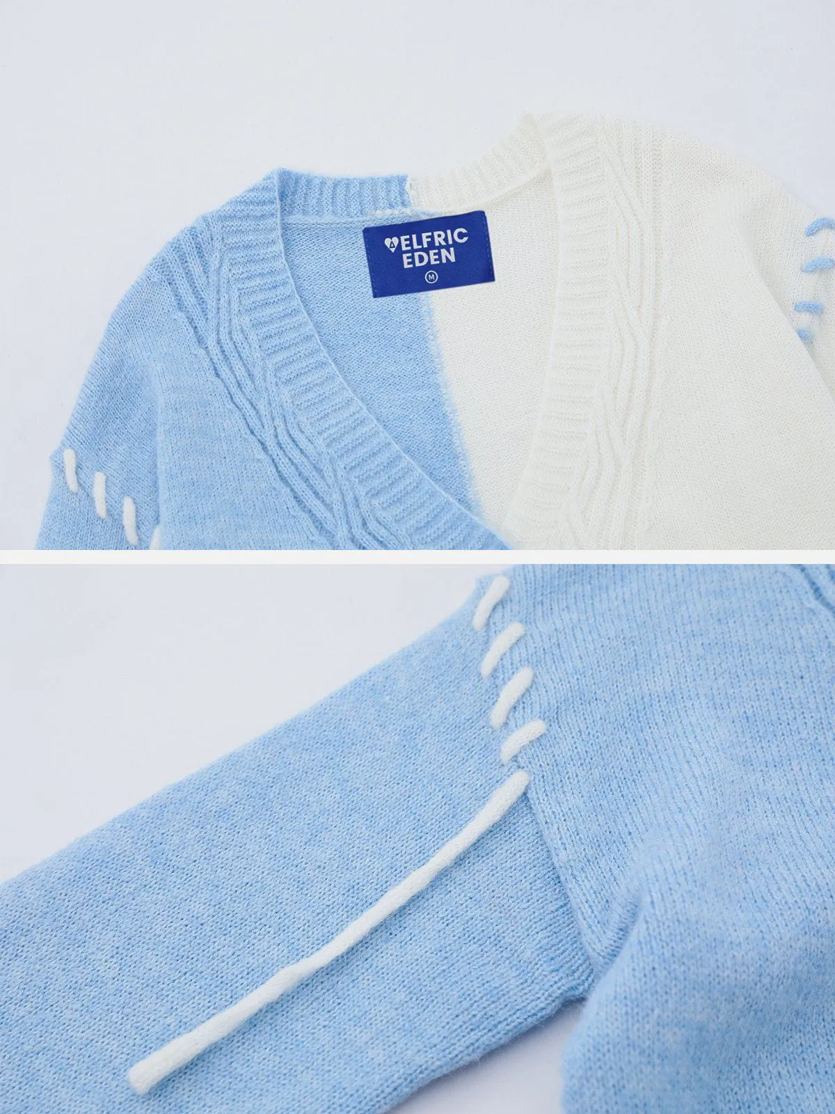 Color Blocking Crochet Wool Blend Cardigan sold by Aelfric Eden product image thumbnail 4