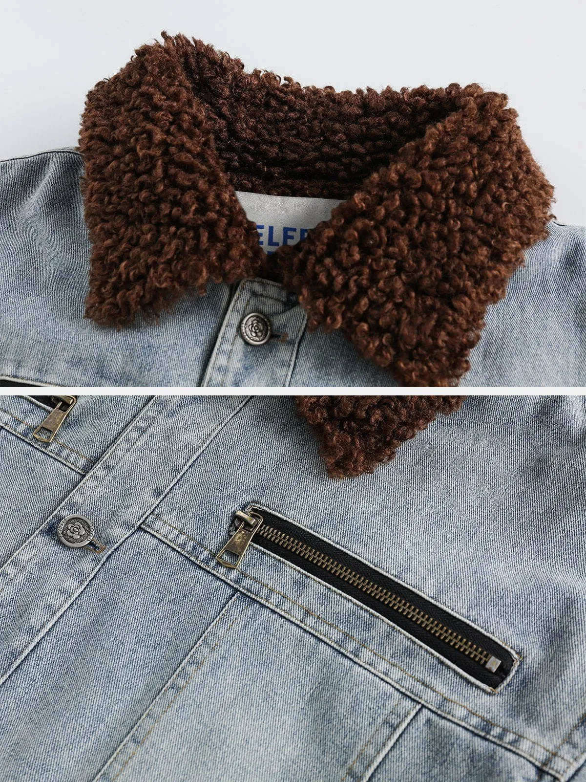 Aelfric Eden Sherpa Detail Washed Denim Jacket sold by Aelfric Eden product image thumbnail 3