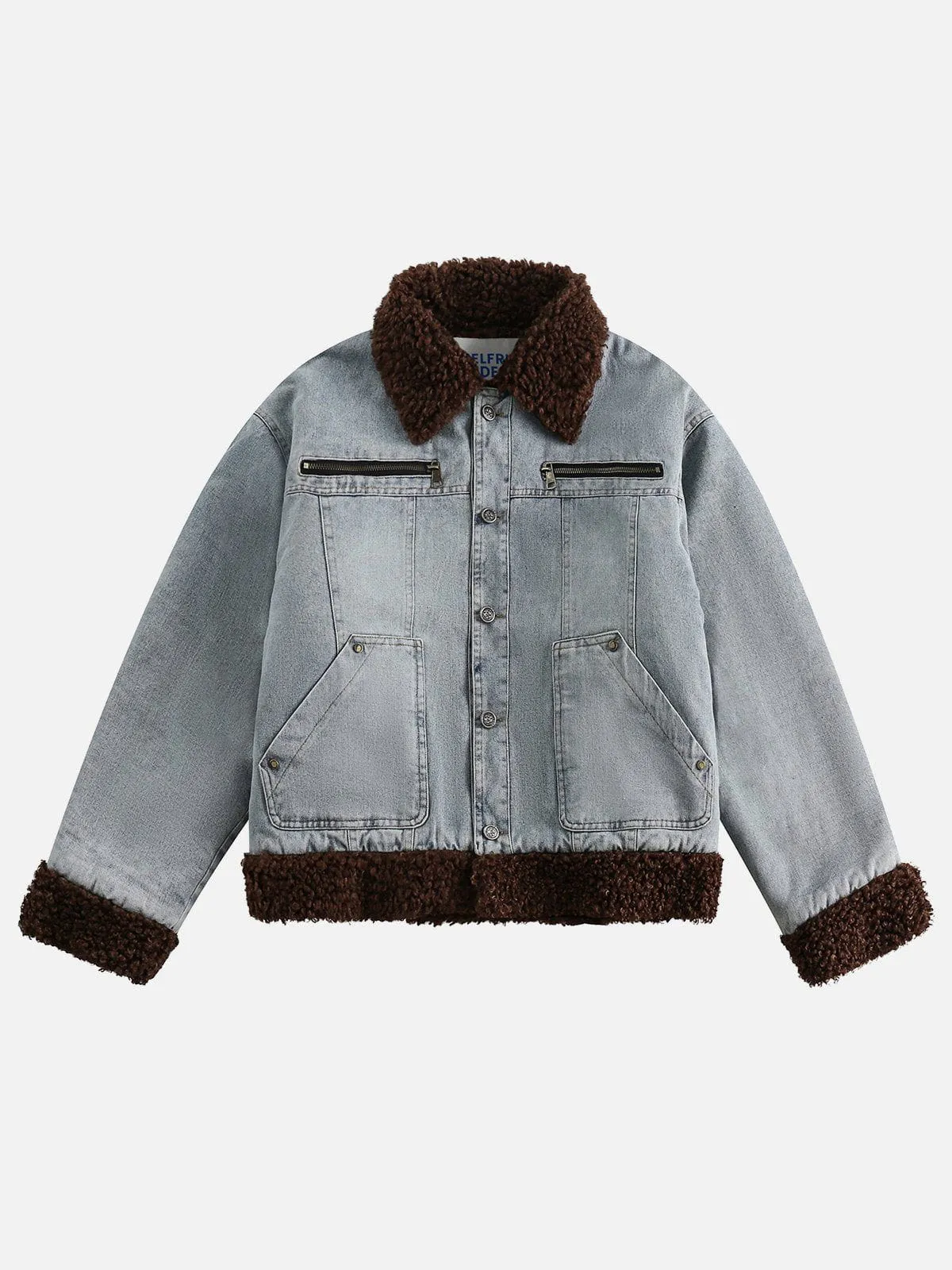 Aelfric Eden Sherpa Detail Washed Denim Jacket sold by Aelfric Eden