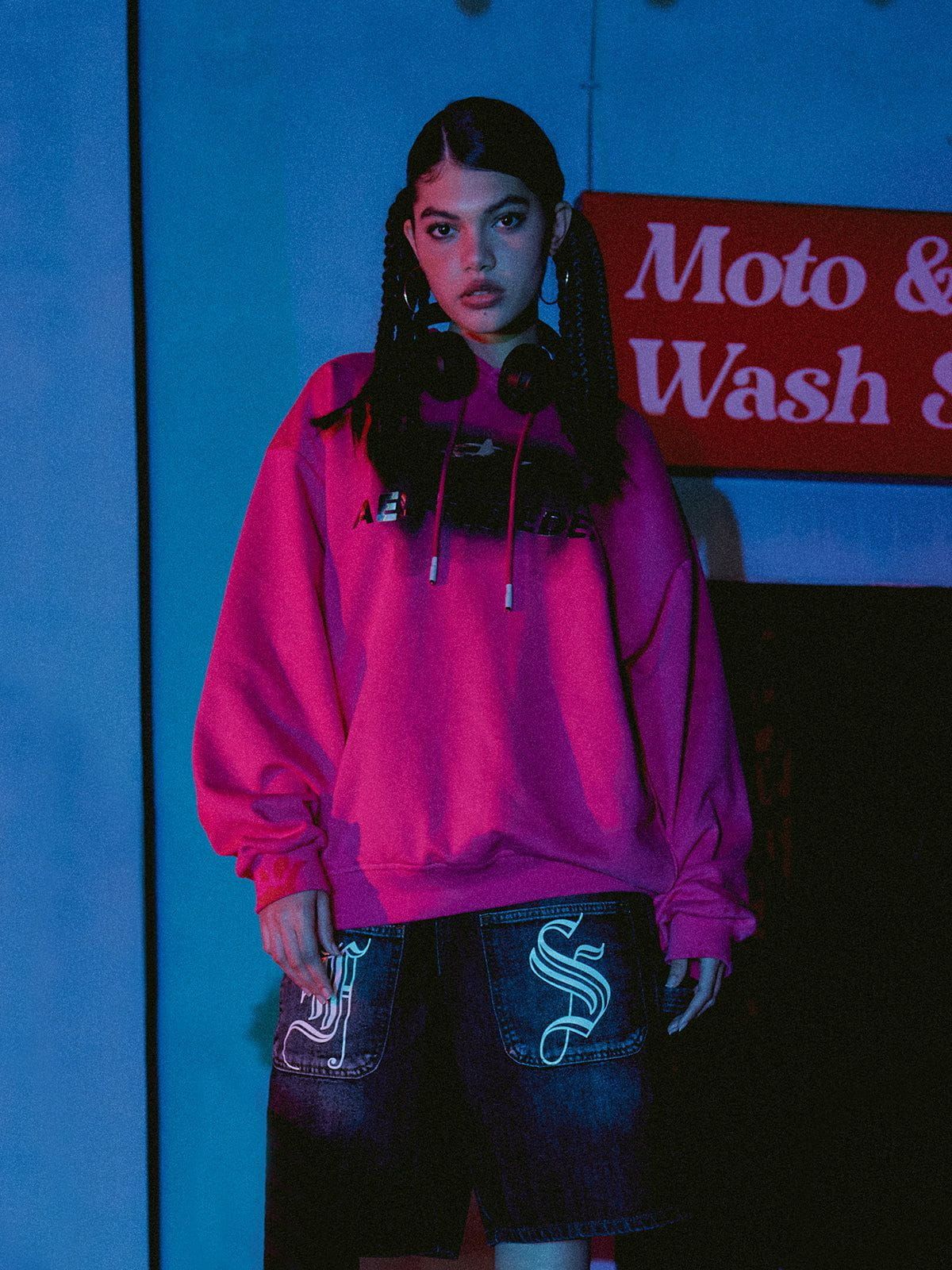 Pink Star Print Hoodie sold by Aelfric Eden product image thumbnail 2