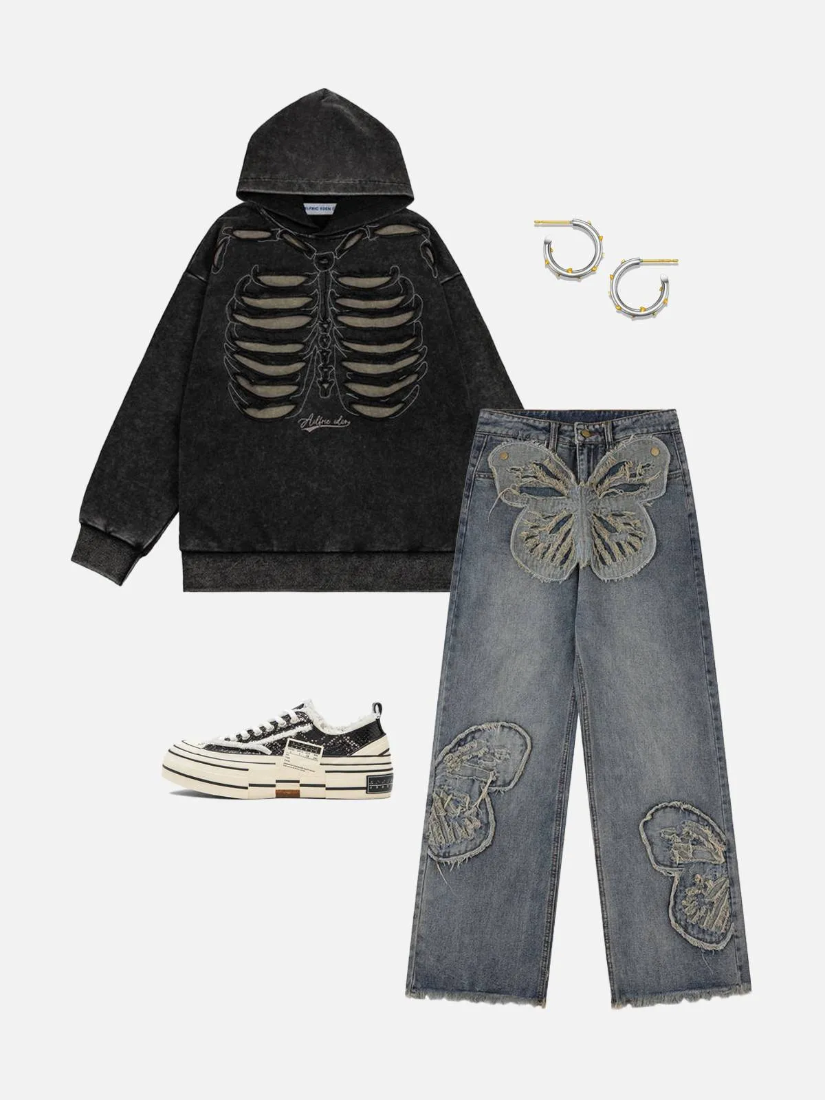 Aelfric Eden Distressed Skeleton Elements Hoodie sold by Aelfric Eden product image thumbnail 4