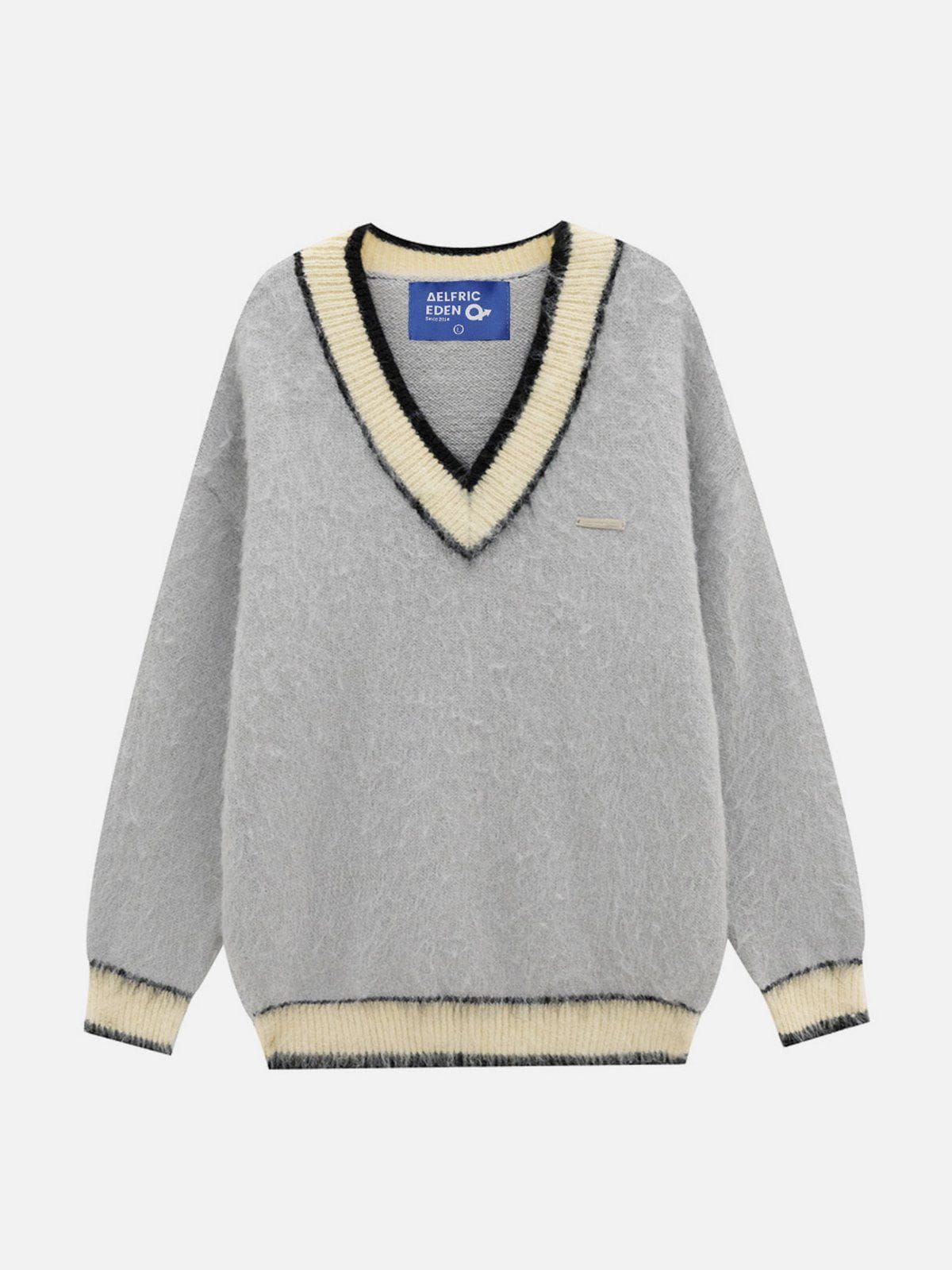 Aelfric Eden V-neck Color Blocking Sweater | Parallel