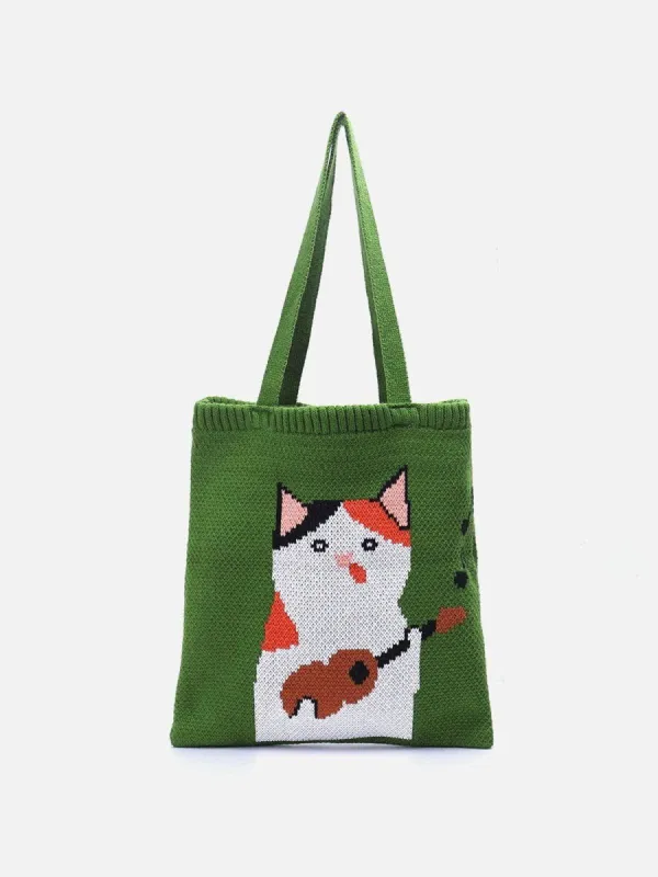 "Guitar Cat" Graphic Knitting Bag sold by Aelfric Eden