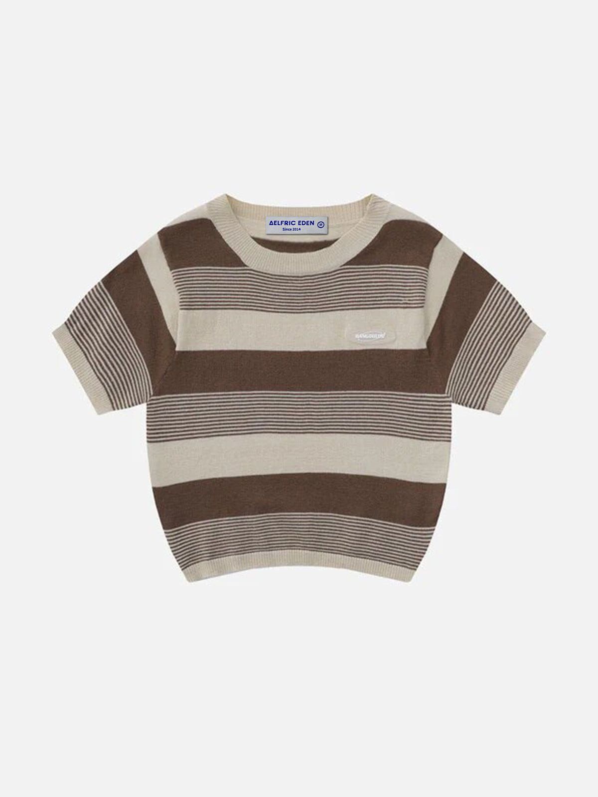 Contrasting Stripes Stitching Knitted Tee sold by Aelfric Eden product image thumbnail 4
