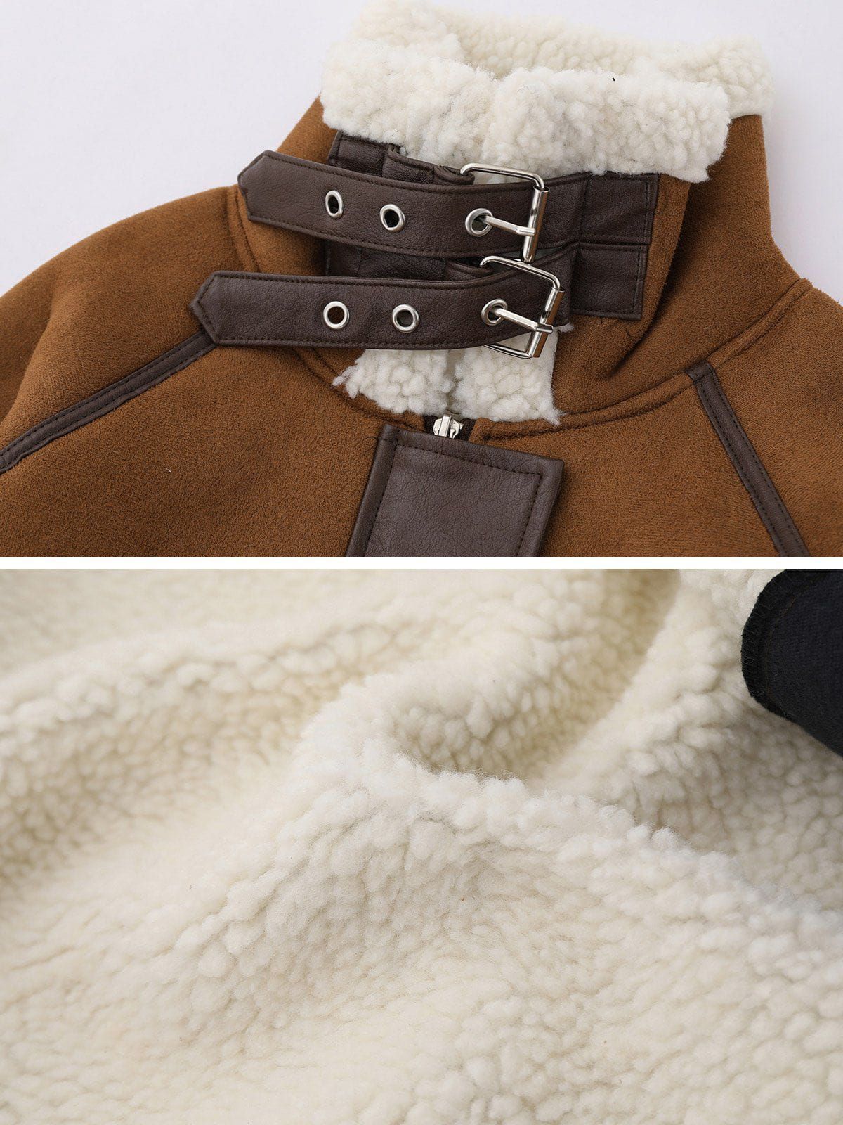 Aelfric Eden Sherpa Patchwork Suede Coat sold by Aelfric Eden product image thumbnail 4