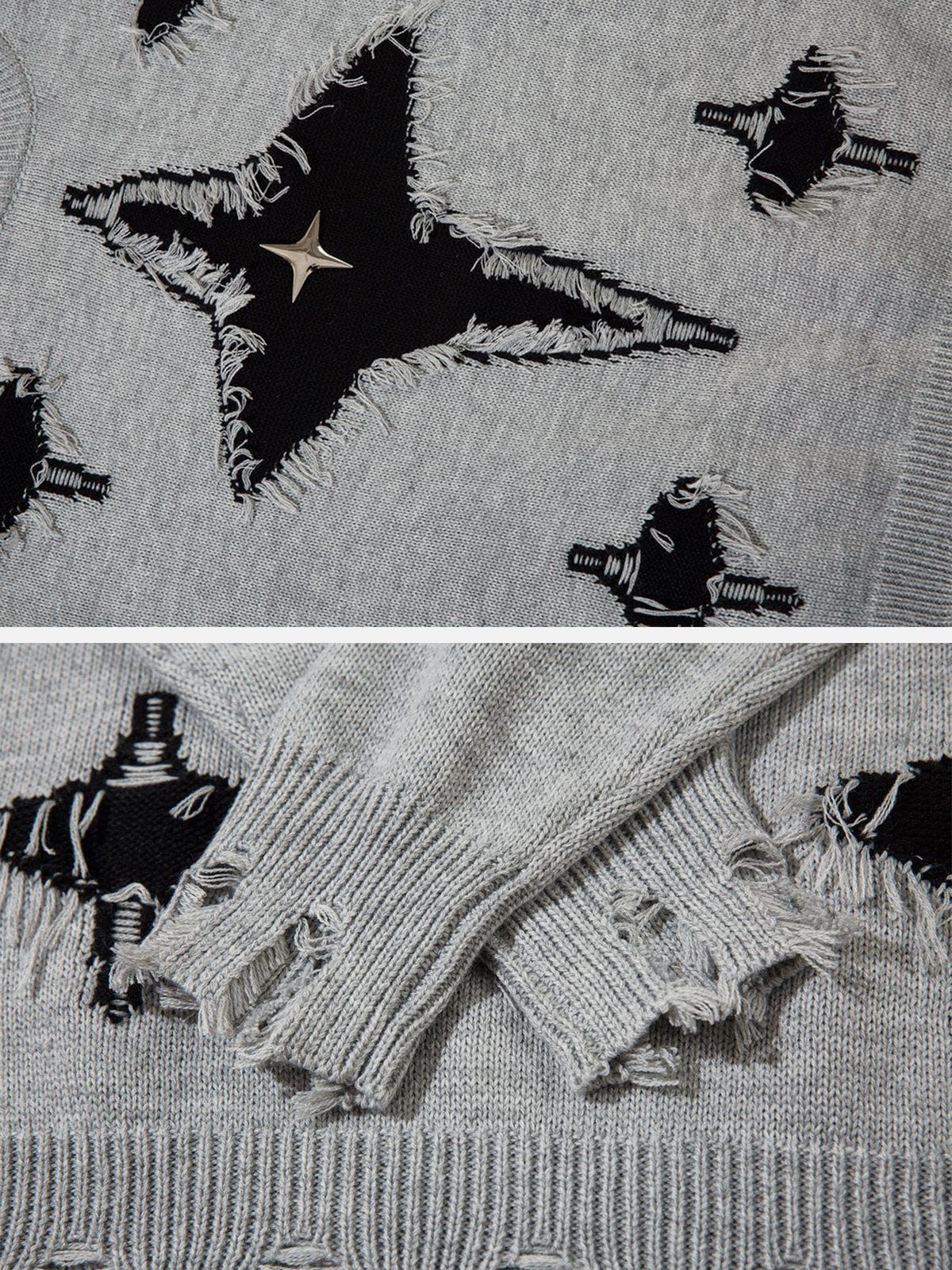 Aelfric Eden Metal Star Tassel Distressed Sweater sold by Aelfric Eden product image thumbnail 4