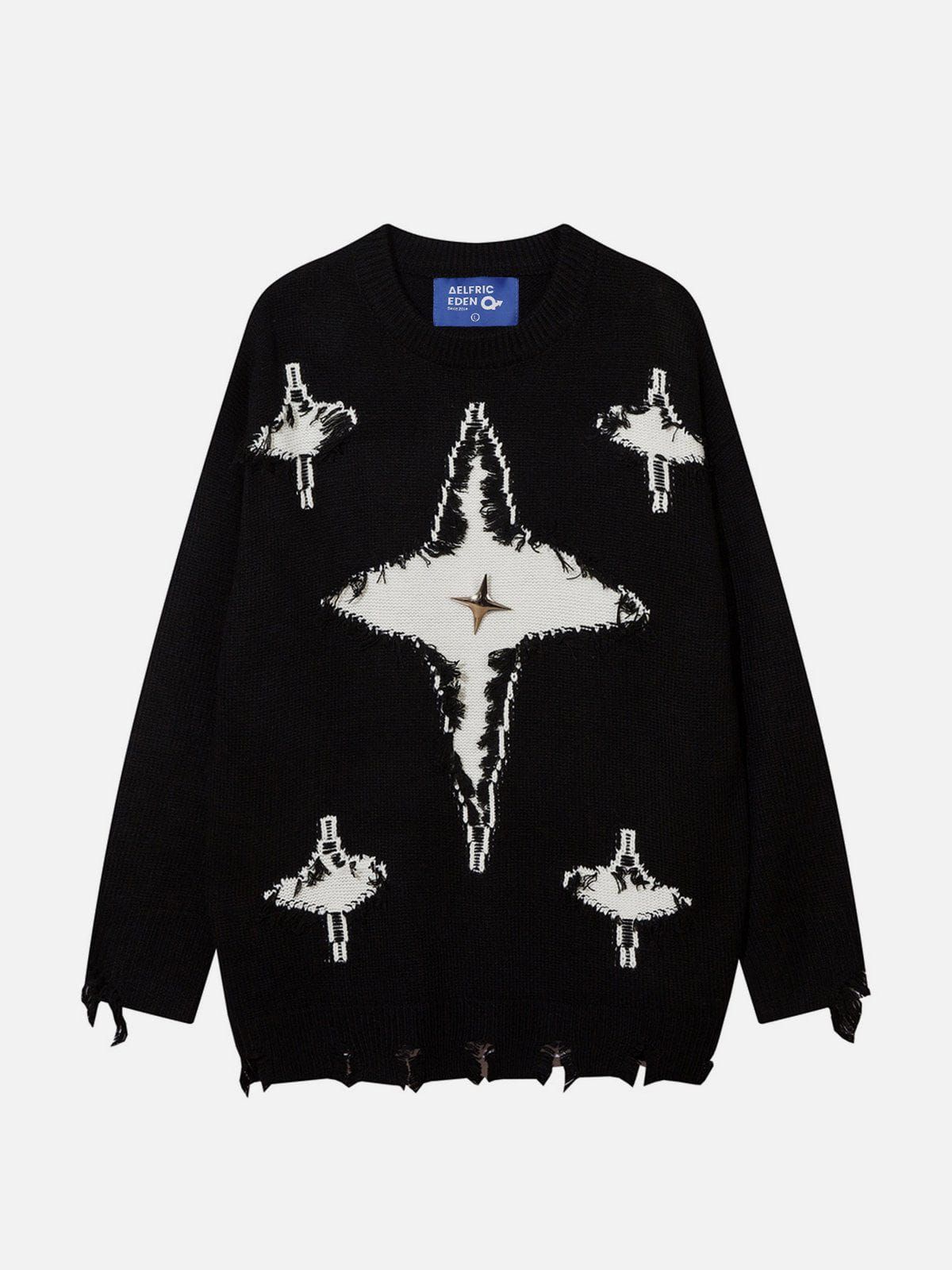 Aelfric Eden Metal Star Tassel Distressed Sweater sold by Aelfric Eden product image thumbnail 3