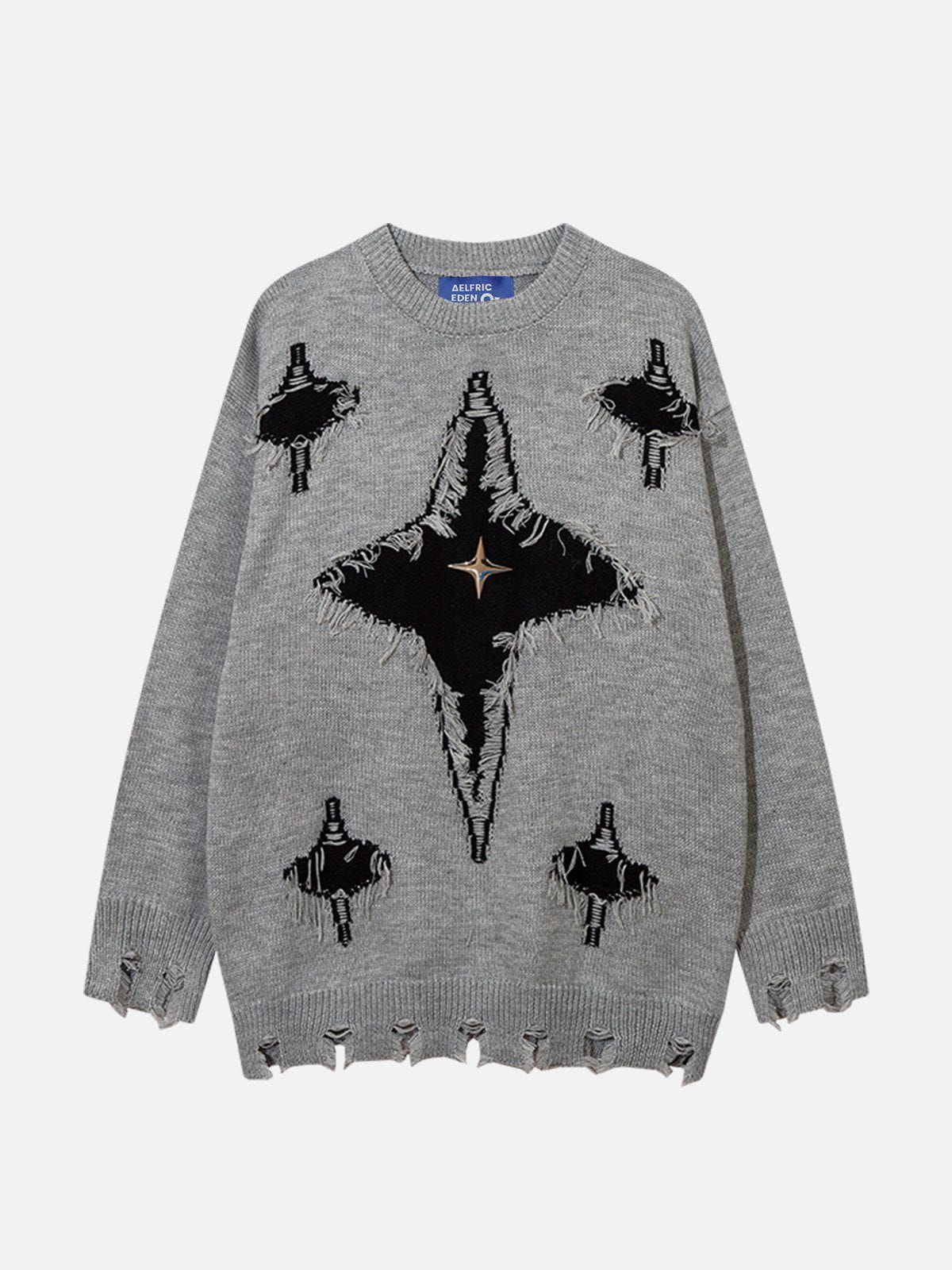 Aelfric Eden Metal Star Tassel Distressed Sweater sold by Aelfric Eden