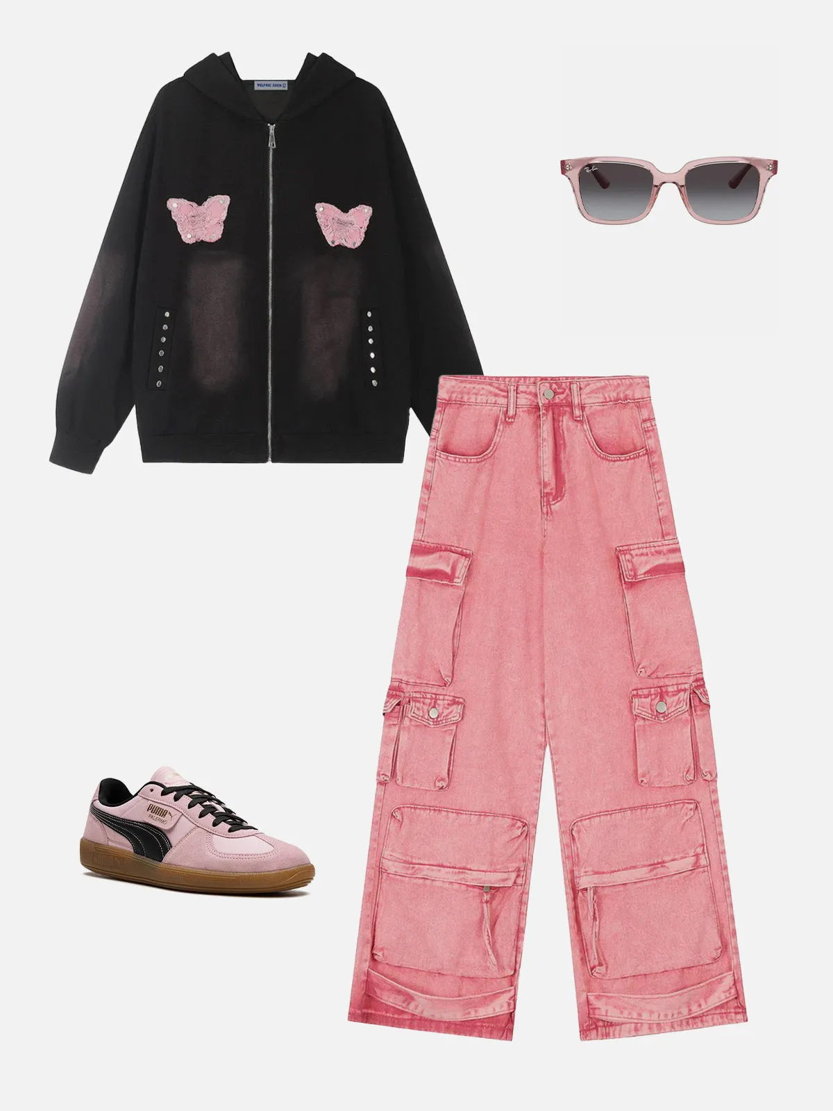 Aelfric Eden Distressed Butterfly Washed Zip Up Hoodie sold by Aelfric Eden product image thumbnail 2